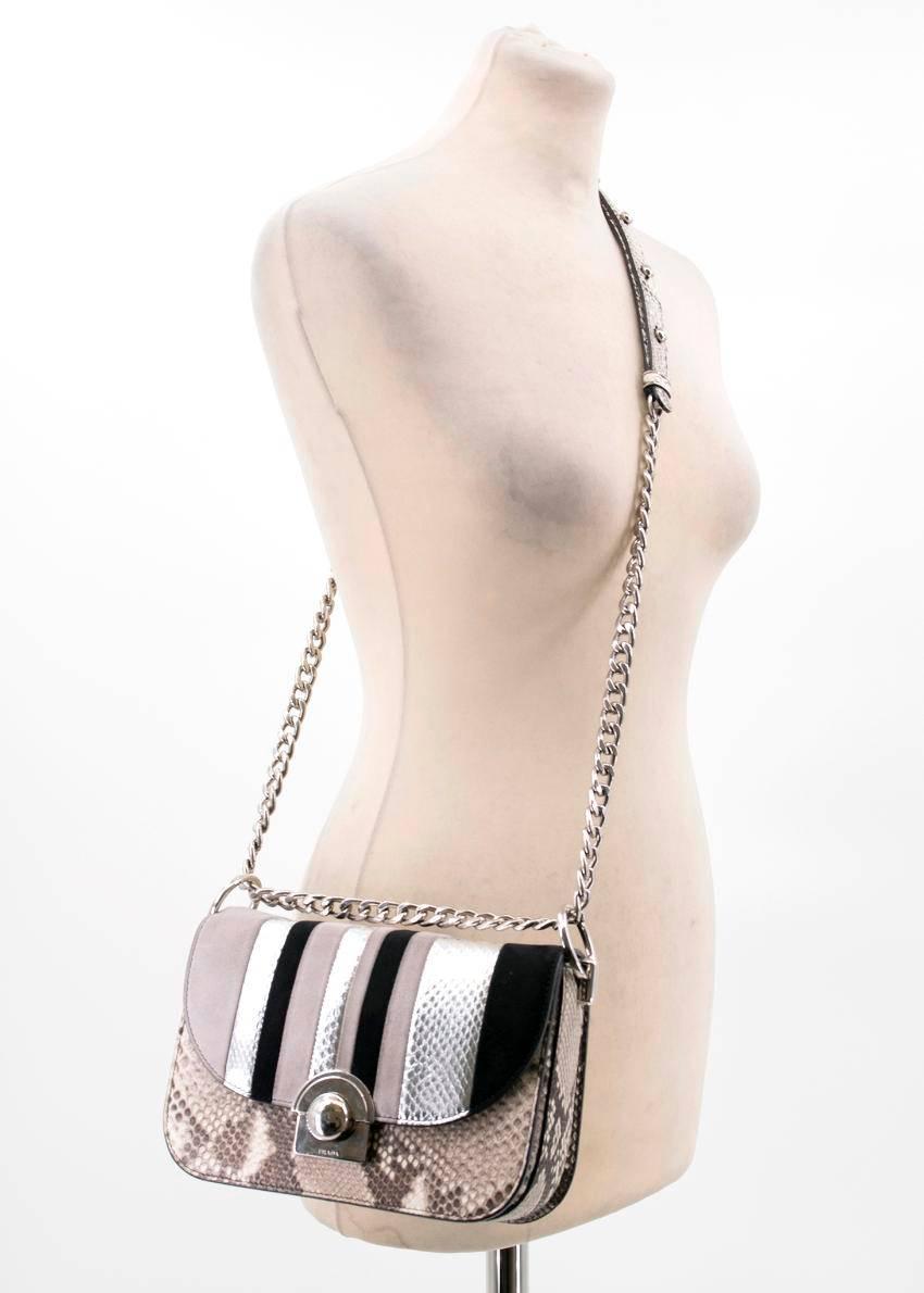 Prada Arcade Python & Leather Flap Bag For Sale 3
