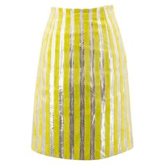 Prada Lime Green and Silver Python Striped Skirt