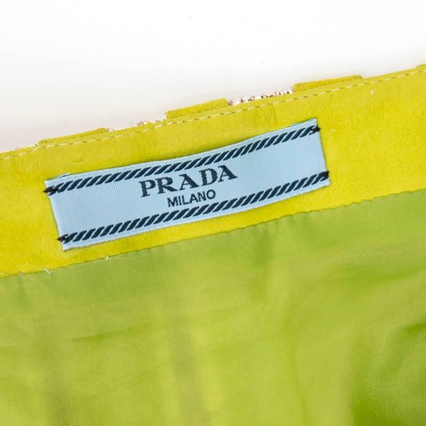 Women's Prada Lime Green and Silver Python Striped Skirt For Sale