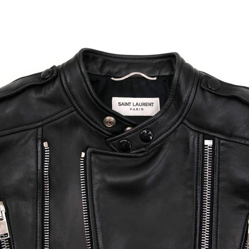 Saint Laurent Black Leather Jacket For Sale 2