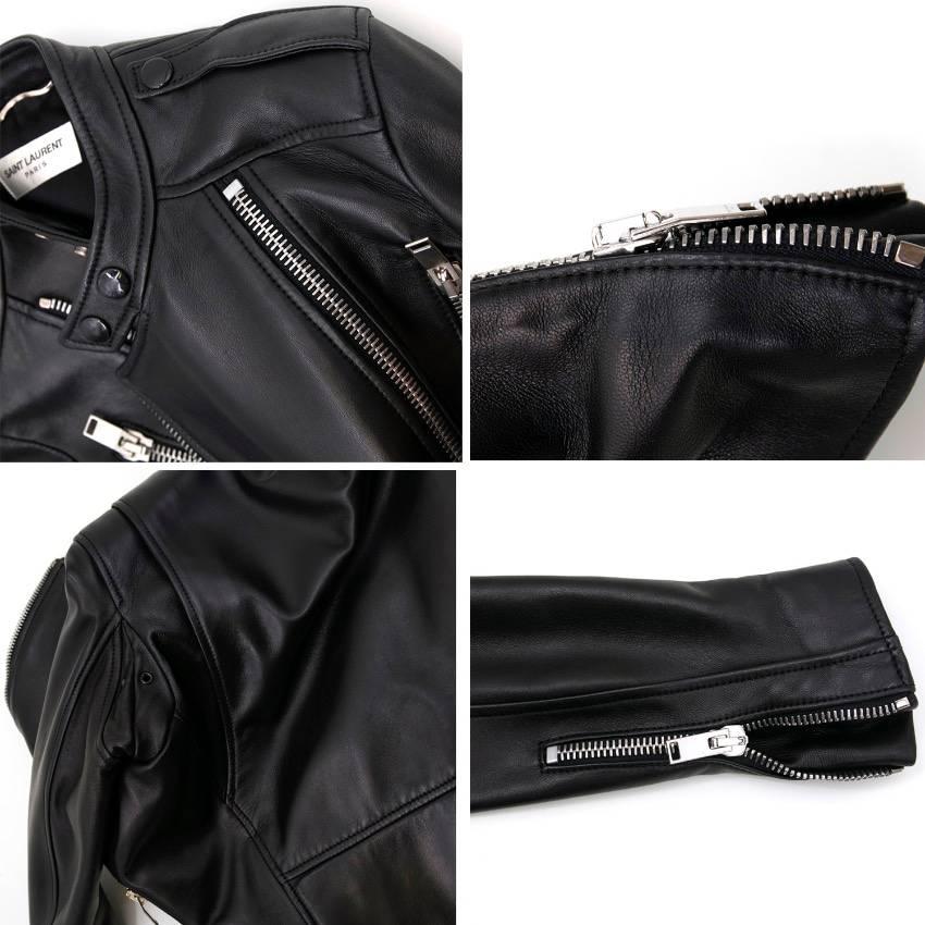 Saint Laurent Black Leather Jacket For Sale 5