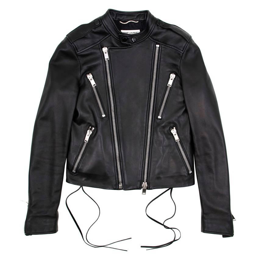 Saint Laurent Black Leather Jacket For Sale 6