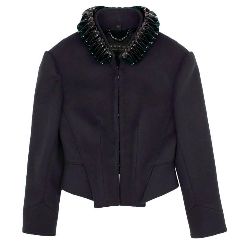 Burberry Navy Jacket with Detachable Collar