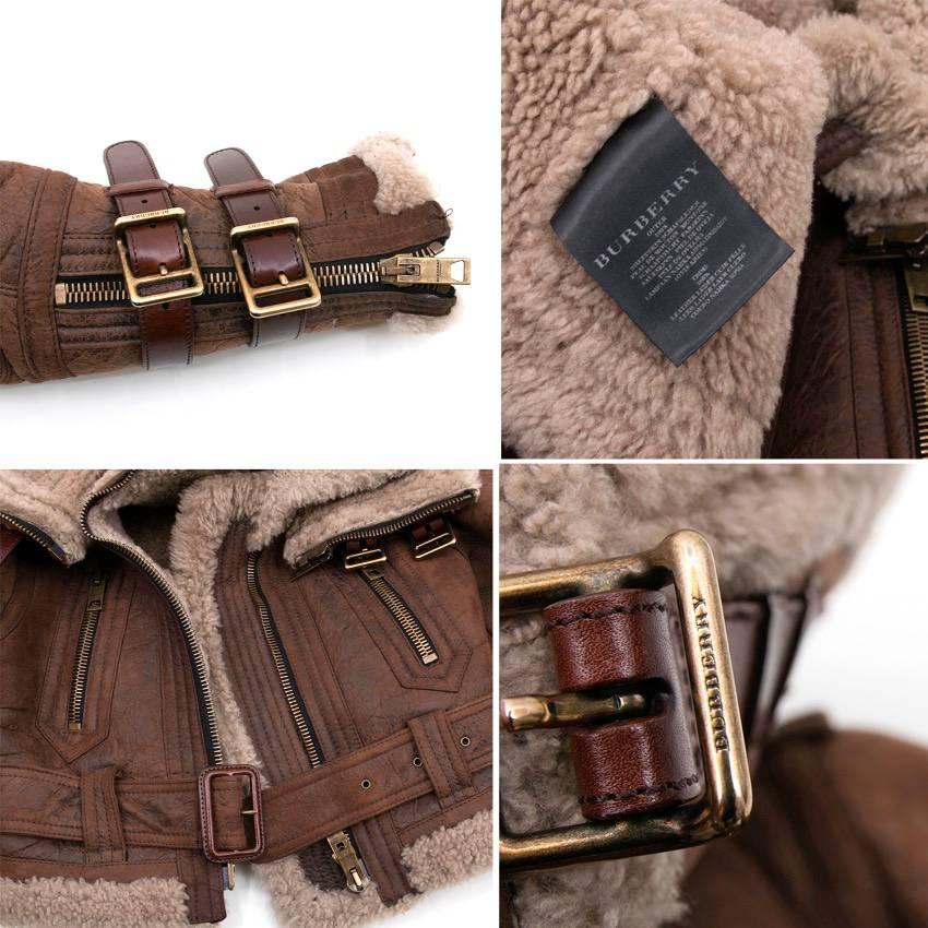 Burberry Brown Leather & Fur Jacket For Sale 2