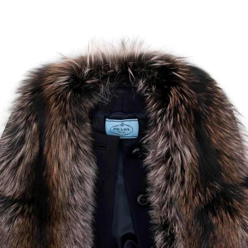Prada Wool Coat With Fox Fur Collar In New Condition For Sale In London, GB
