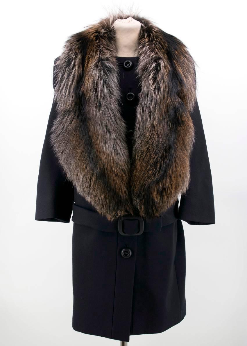 Prada Wool Coat With Fox Fur Collar For Sale 1