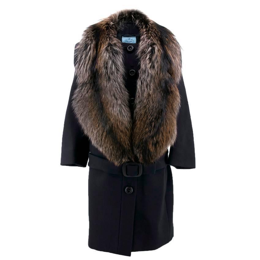 Prada Wool Coat With Fox Fur Collar For Sale