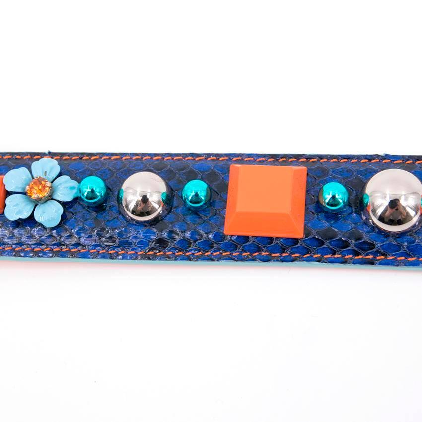 Dolce & Gabbana Blue Embellished Strap In New Condition For Sale In London, GB