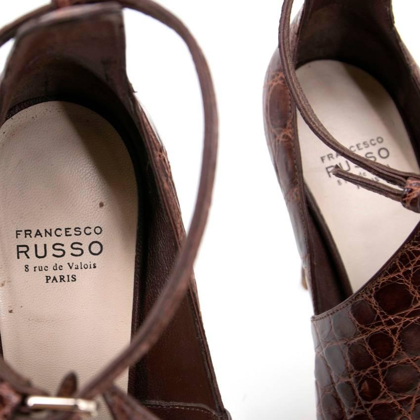 Black Francesco Russo Brown Croc Effect Heels For Sale