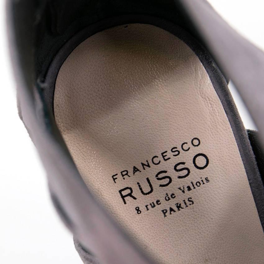 Francesco Russo Grey Lace-Up Cutout Heels 1