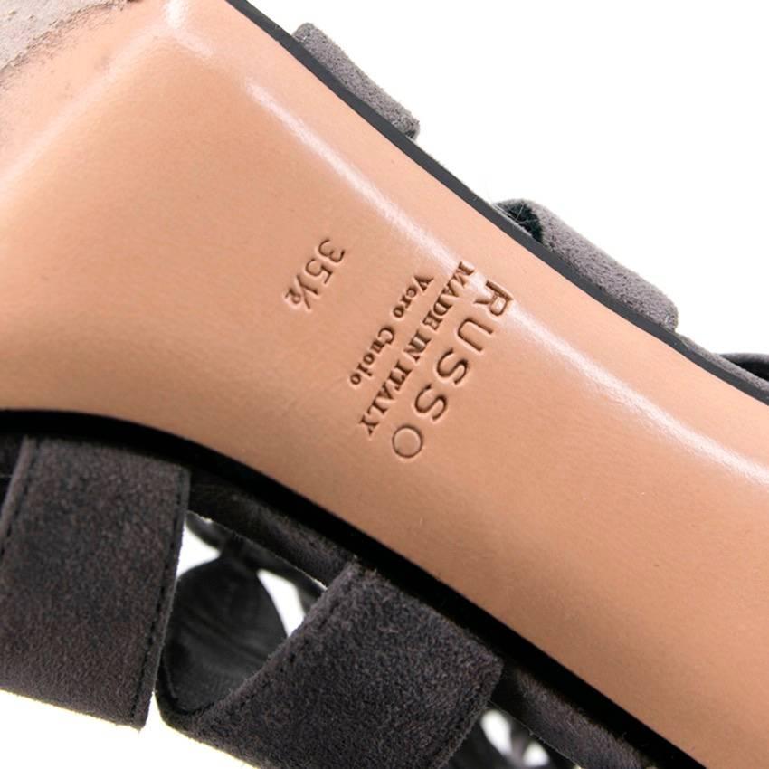 Francesco Russo Grey Lace-Up Cutout Heels 3