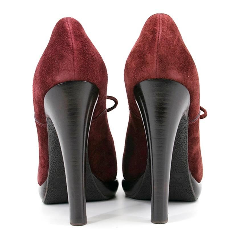 Women's Yves Saint Laurent Burgundy Chelsea Lace Up Booties For Sale