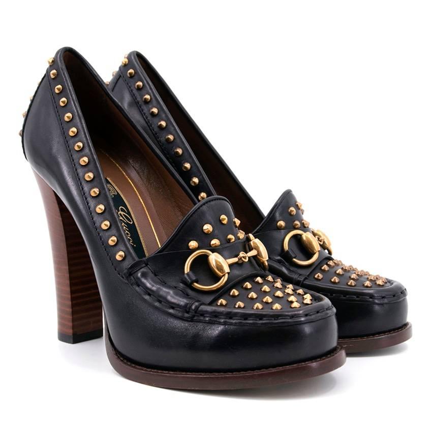 Gucci Alyssa Stud Moccasin Heels In New Condition For Sale In London, GB