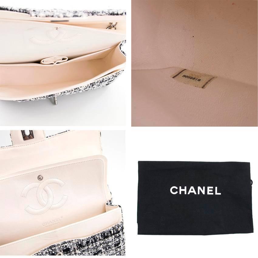 Gray Chanel Tweed Medium Double Flap Bag For Sale