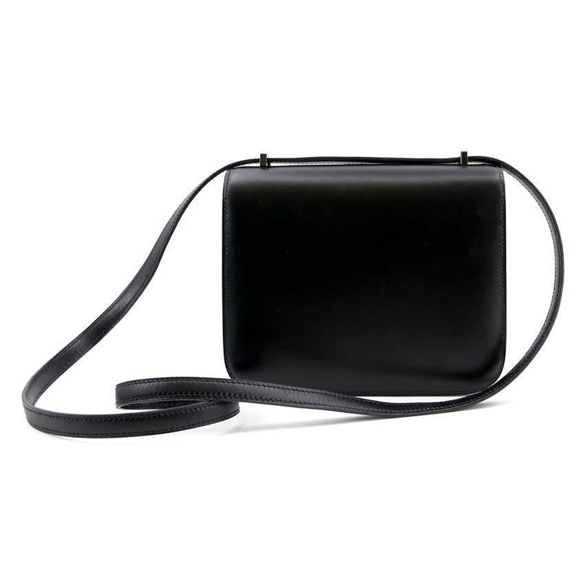 Hermes Constance Box Black Leather Bag In Good Condition For Sale In London, GB