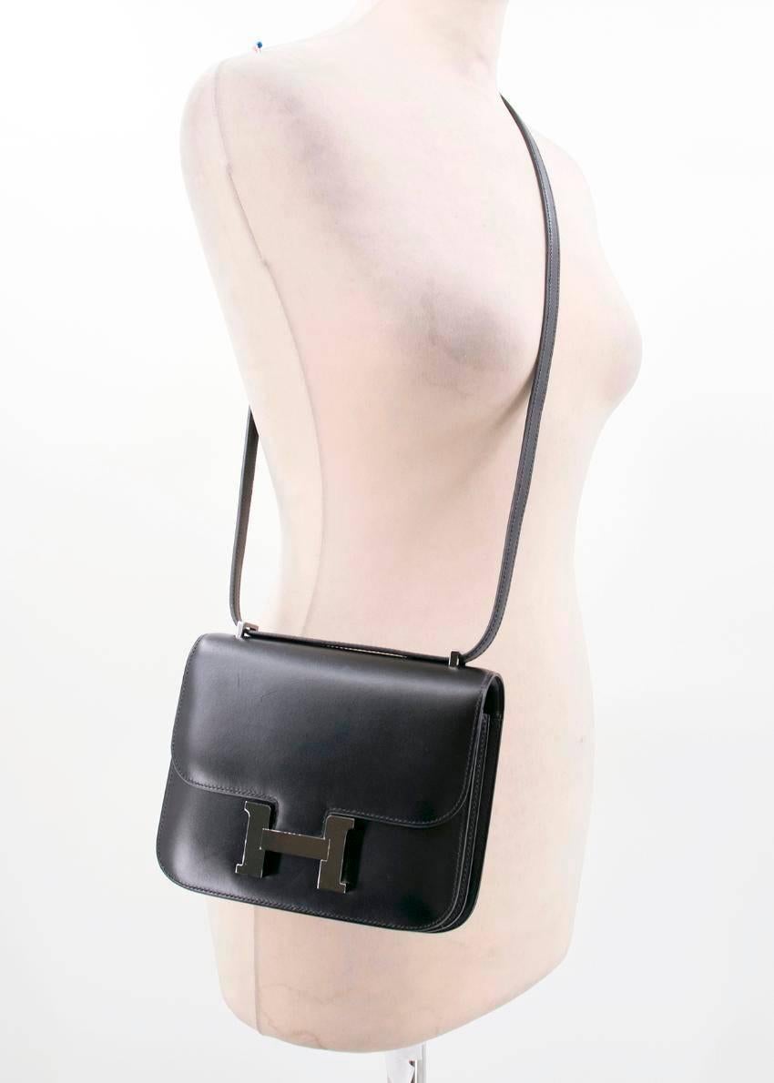 Hermes Constance Box Black Leather Bag For Sale 1