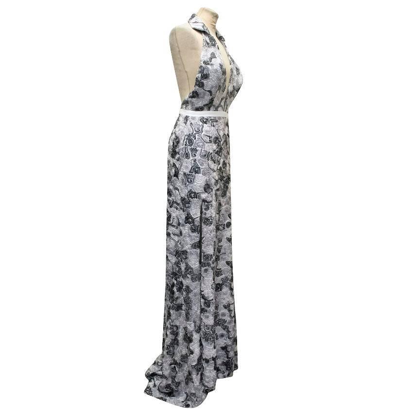 Maison Anoufa Couture Silver Embroidered Halter Neck Gown 2