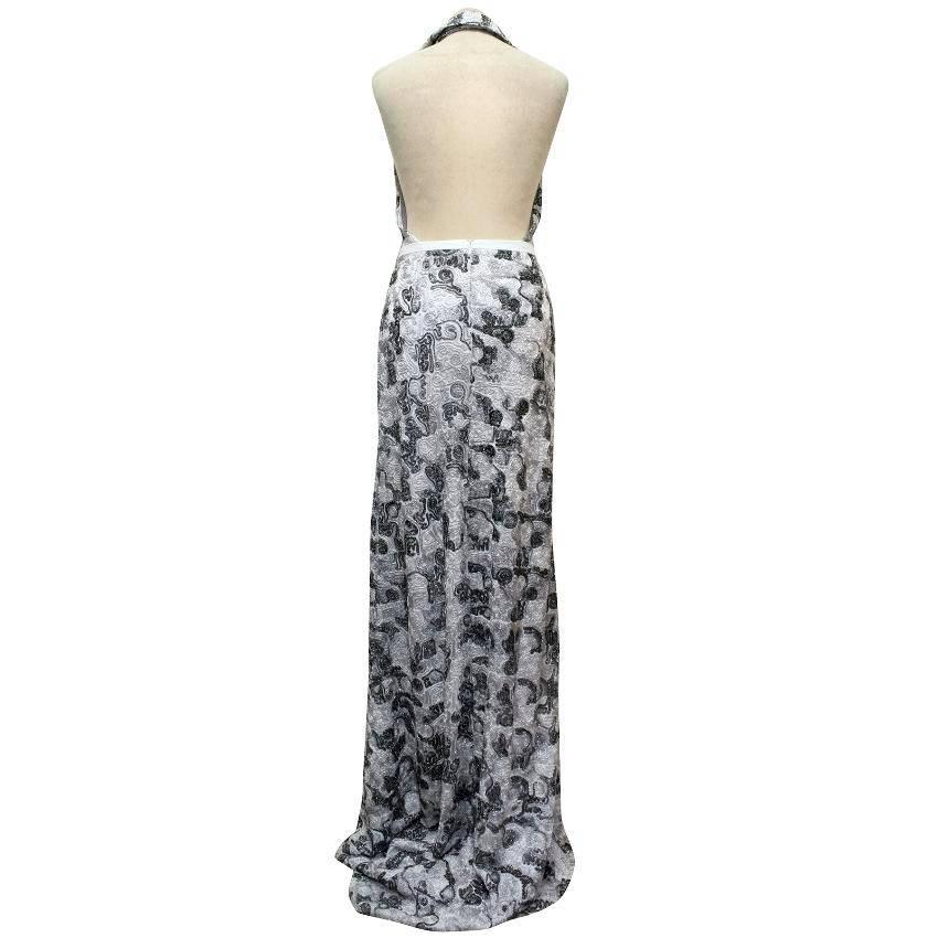 Maison Anoufa Couture Silver Embroidered Halter Neck Gown 3