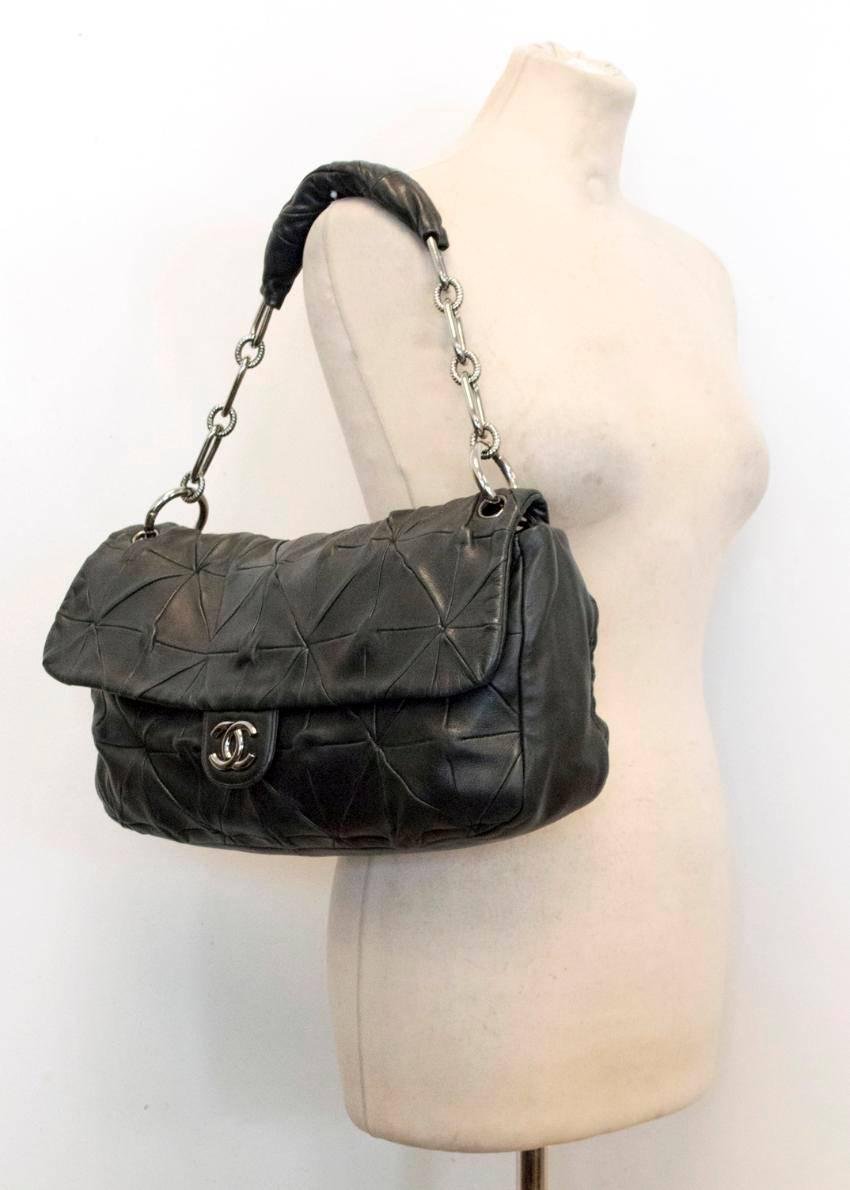 Chanel Black Quilted Origami Calfskin Flap Bag For Sale 4