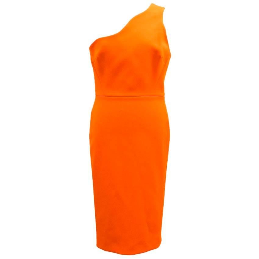 Victoria Beckham Orange One-Shoulder Crepe Dress For Sale