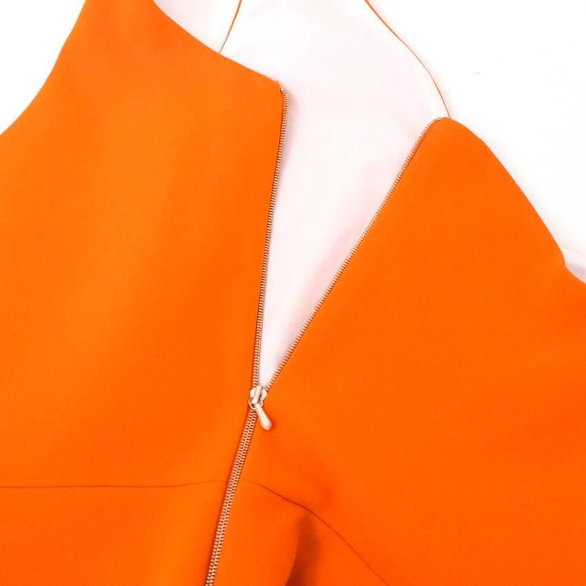 Red Victoria Beckham Orange One-Shoulder Crepe Dress For Sale