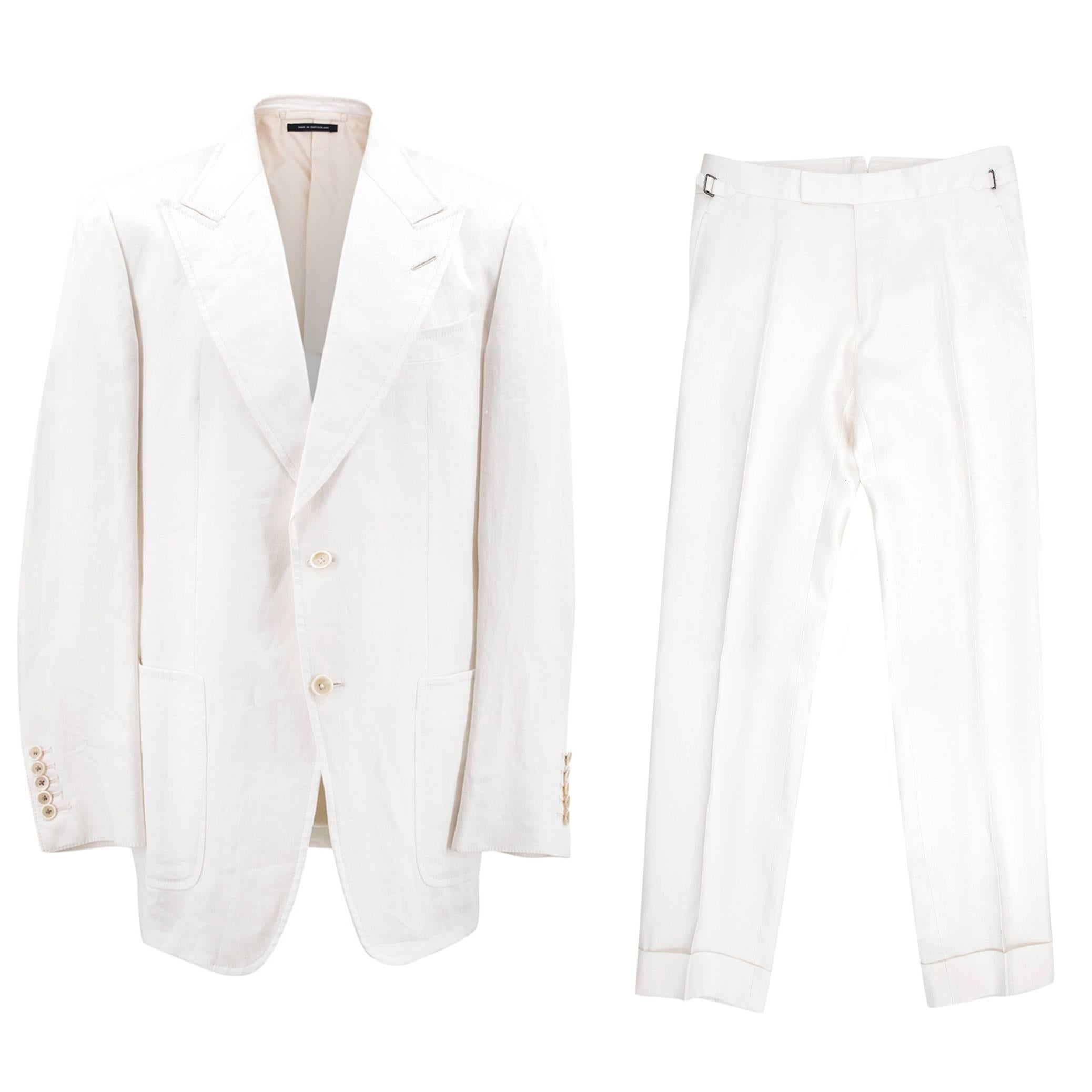 Tom Ford Cream Linen Suit For Sale