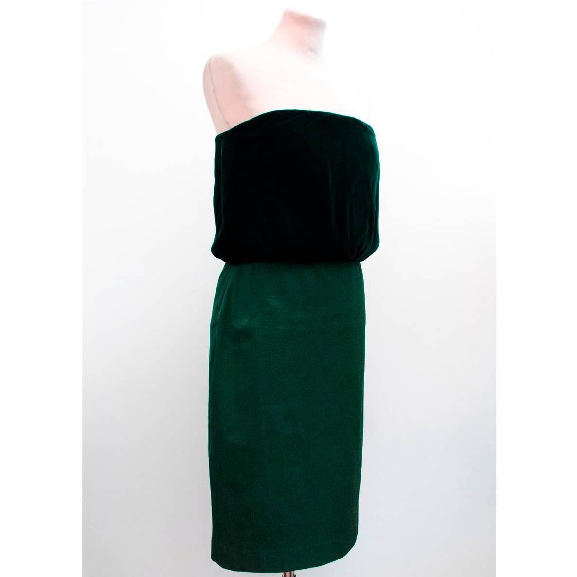 Women's Tom Ford Bottle Green Strapless Dress For Sale