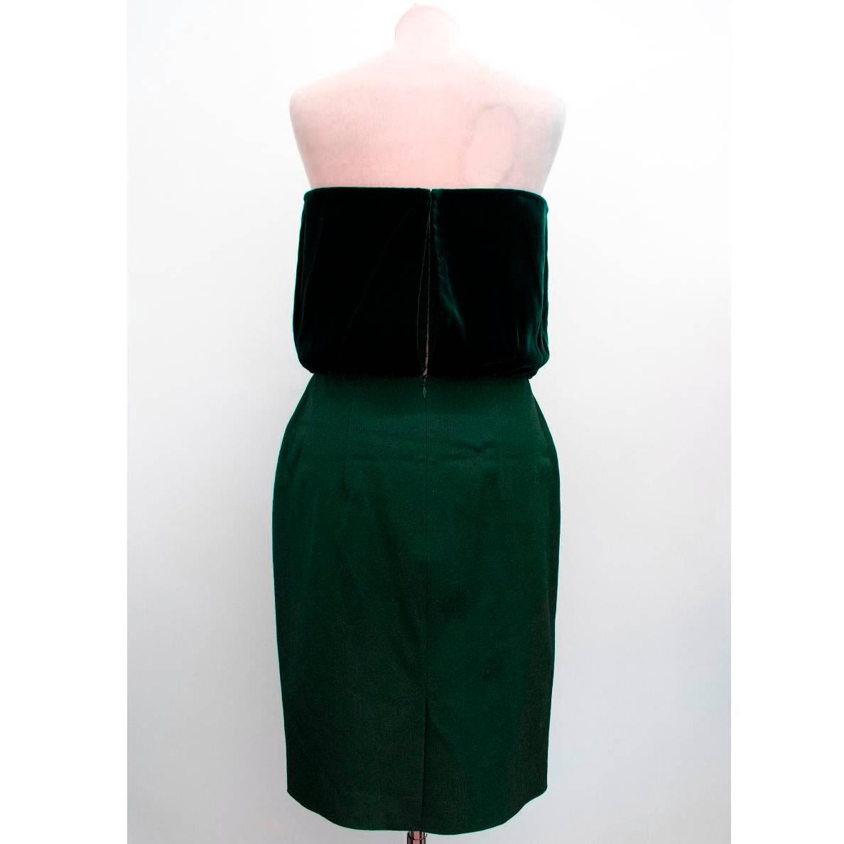 Tom Ford Bottle Green Strapless Dress For Sale 1