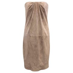 Ralph Lauren Taupe Suede Strapless Dress - Size US 6