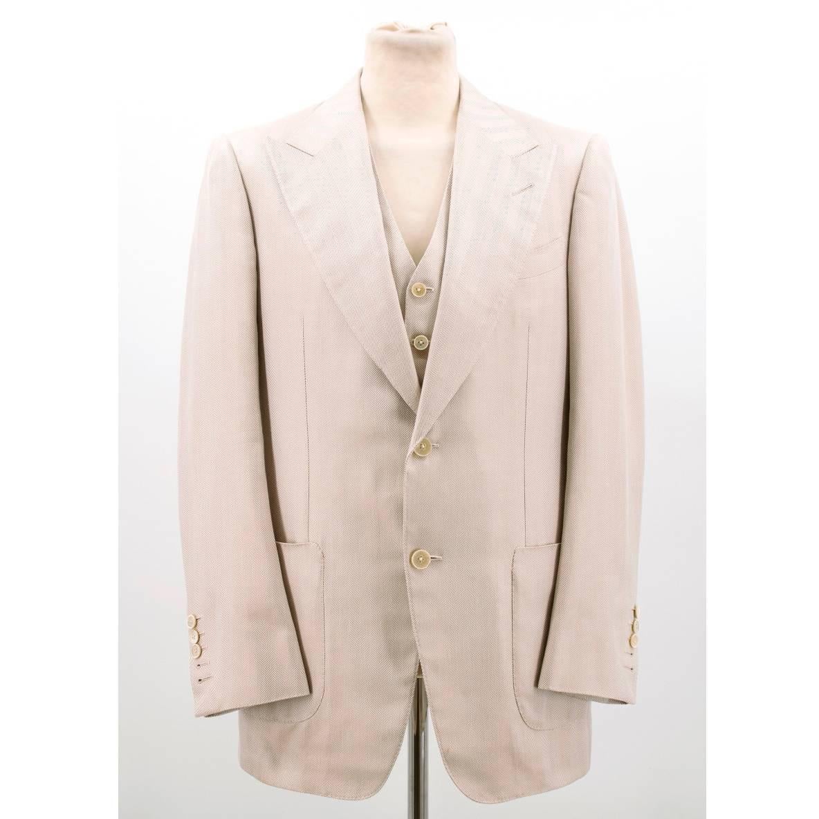 Tom Ford Beige Three Piece Suit For Sale 4