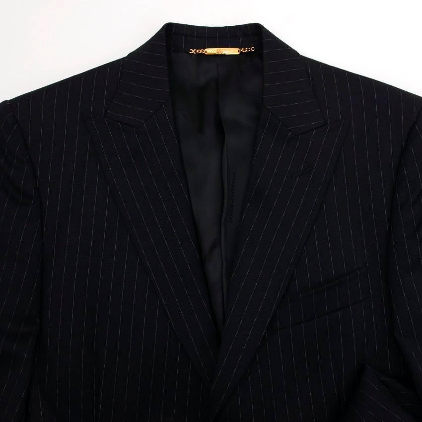 Dolce & Gabbana Black Pinstripe Suit In New Condition For Sale In London, GB