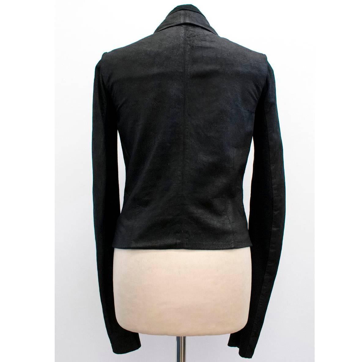 Rick Owens Black Blistered Leather Biker Jacket 1
