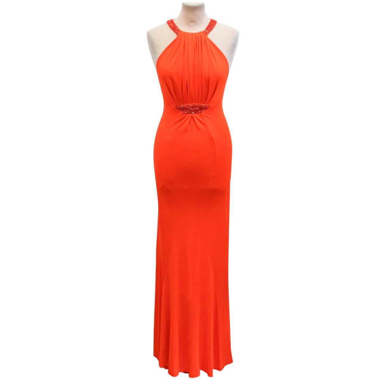 Roberto Cavalli Orange Gown US 6 For Sale 1