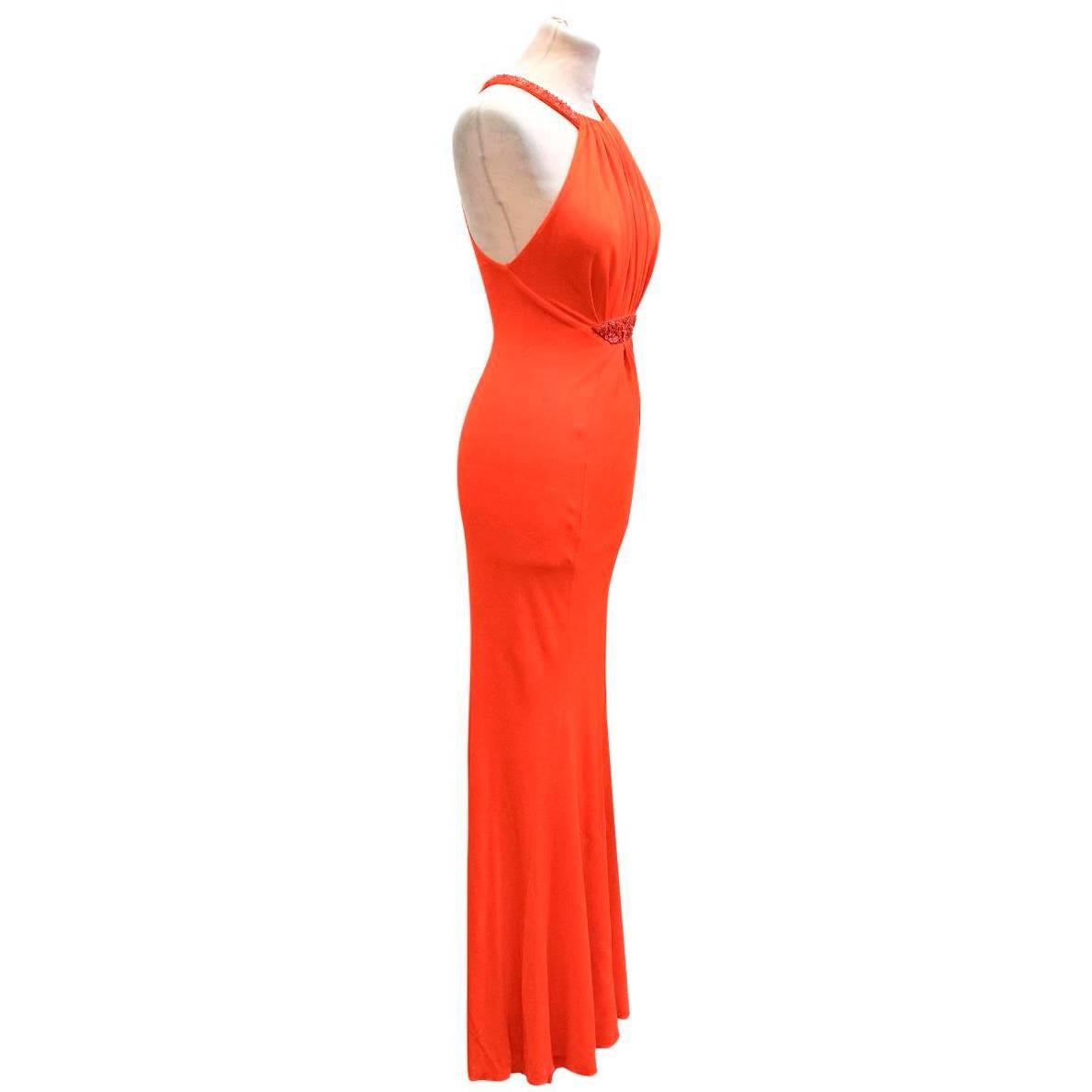 Roberto Cavalli Orange Gown US 6 In Excellent Condition For Sale In London, GB