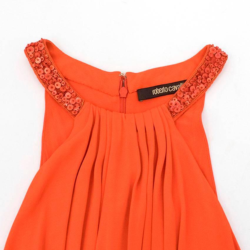 Red Roberto Cavalli Orange Gown US 6 For Sale