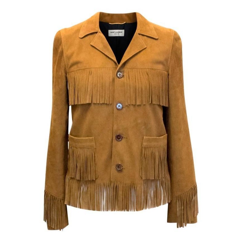 Saint Laurent Camel Curtis Fringe Suede Jacket For Sale at 1stDibs ...