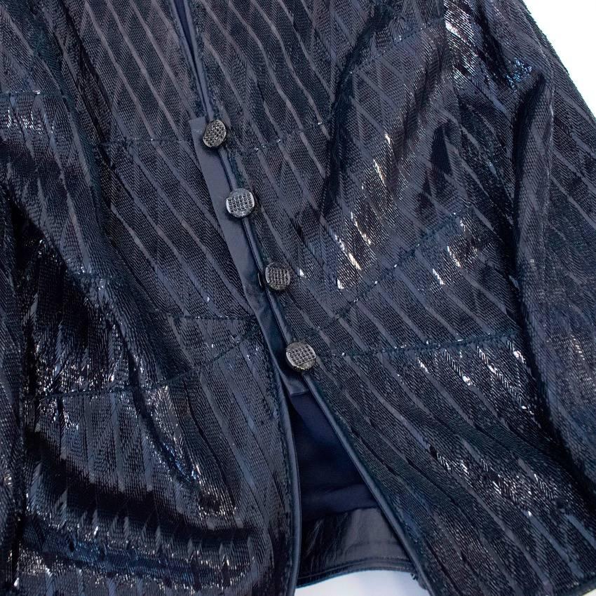 Chanel Navy Lambskin Sparkly Jacket In Excellent Condition For Sale In London, GB