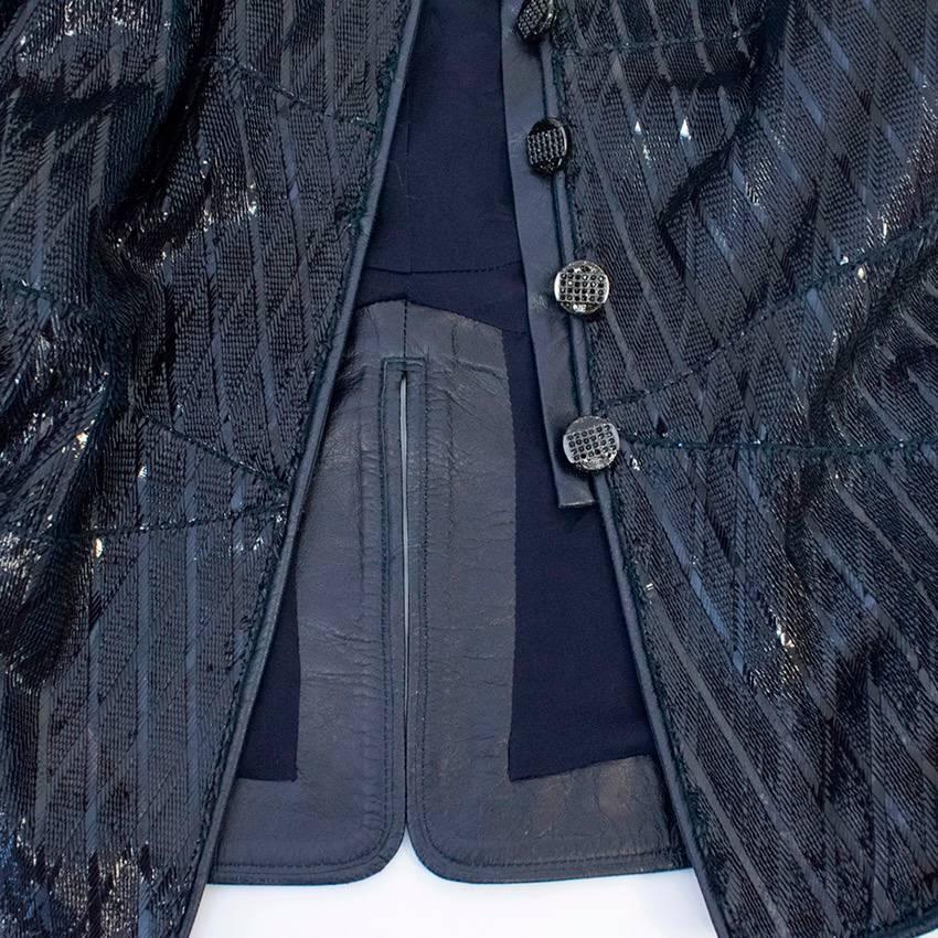 Women's Chanel Navy Lambskin Sparkly Jacket For Sale