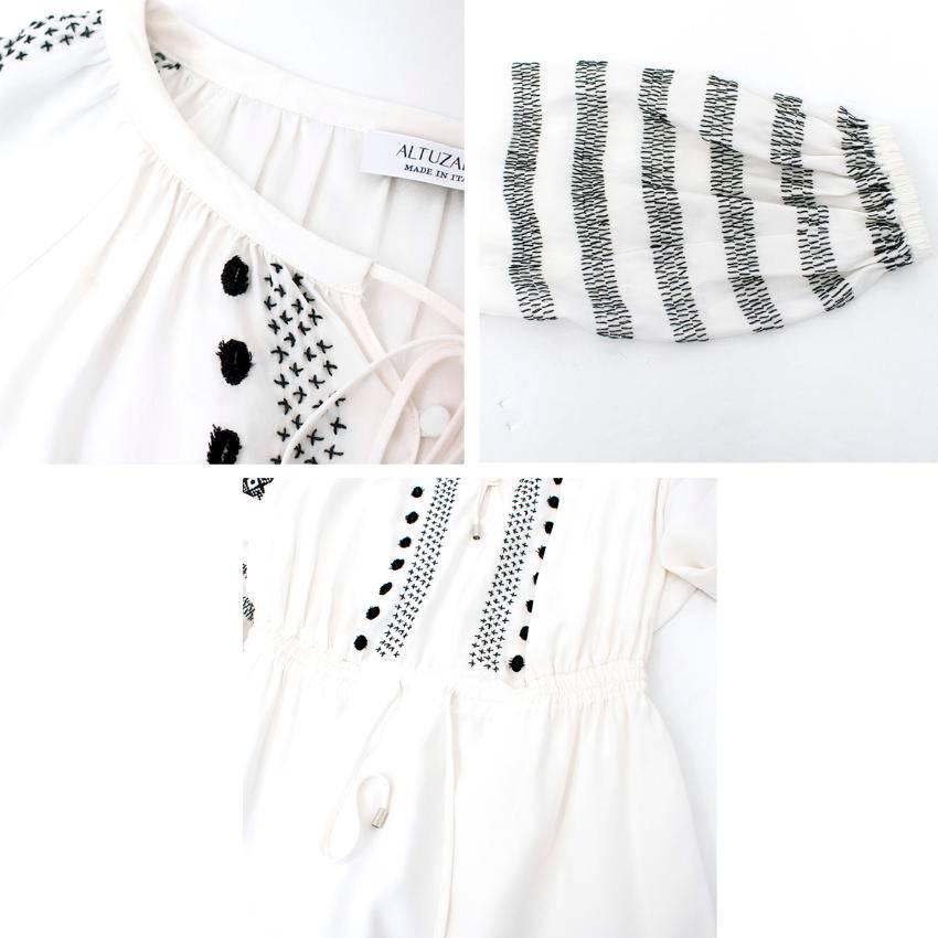 Altuzarra White Silk Embroidered Dress For Sale 2