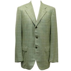 Kiton Green Cashmere Check Blazer