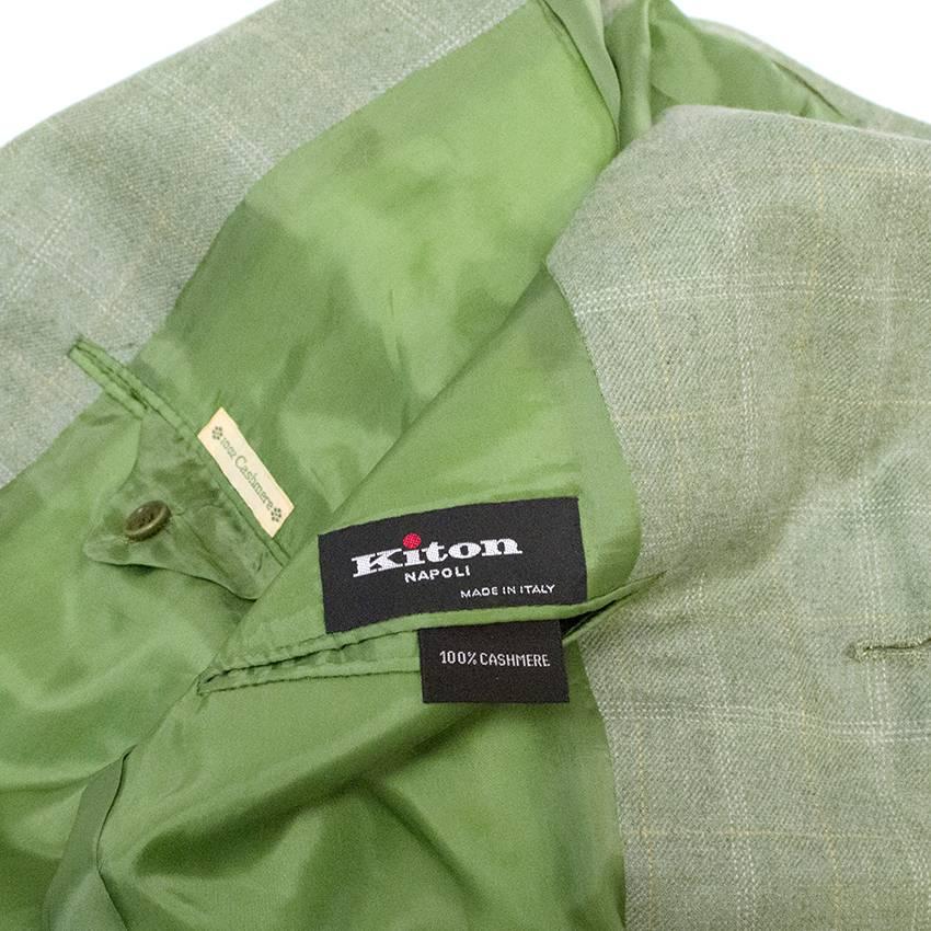 Men's Kiton Green Cashmere Check Blazer For Sale