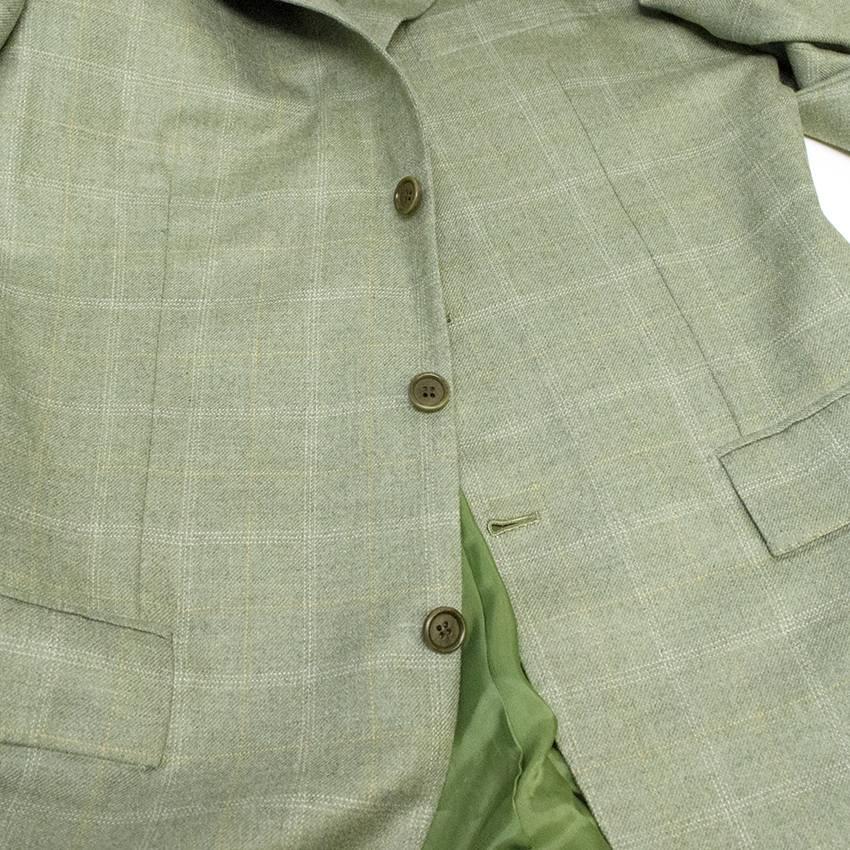 Kiton Green Cashmere Check Blazer For Sale 2