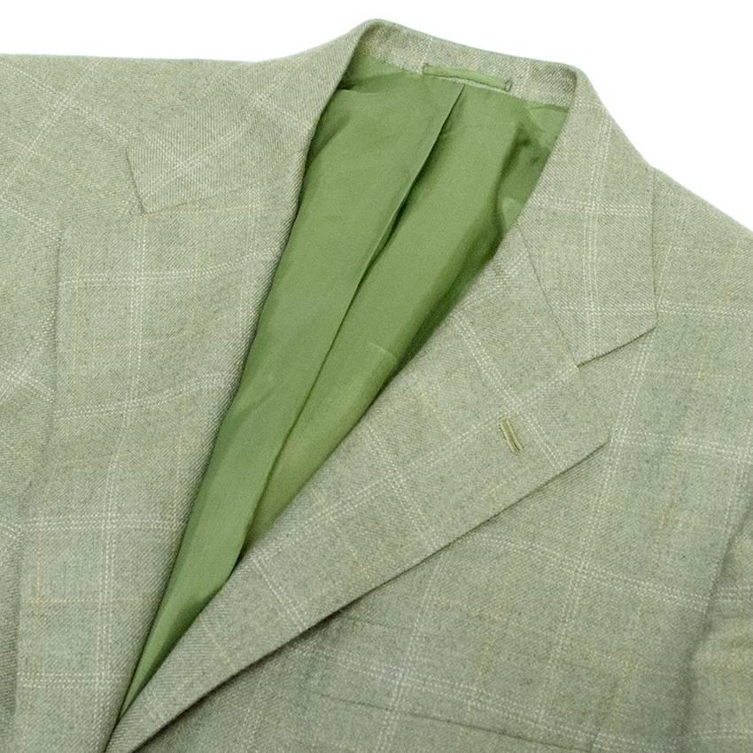 Kiton Green Cashmere Check Blazer For Sale 3