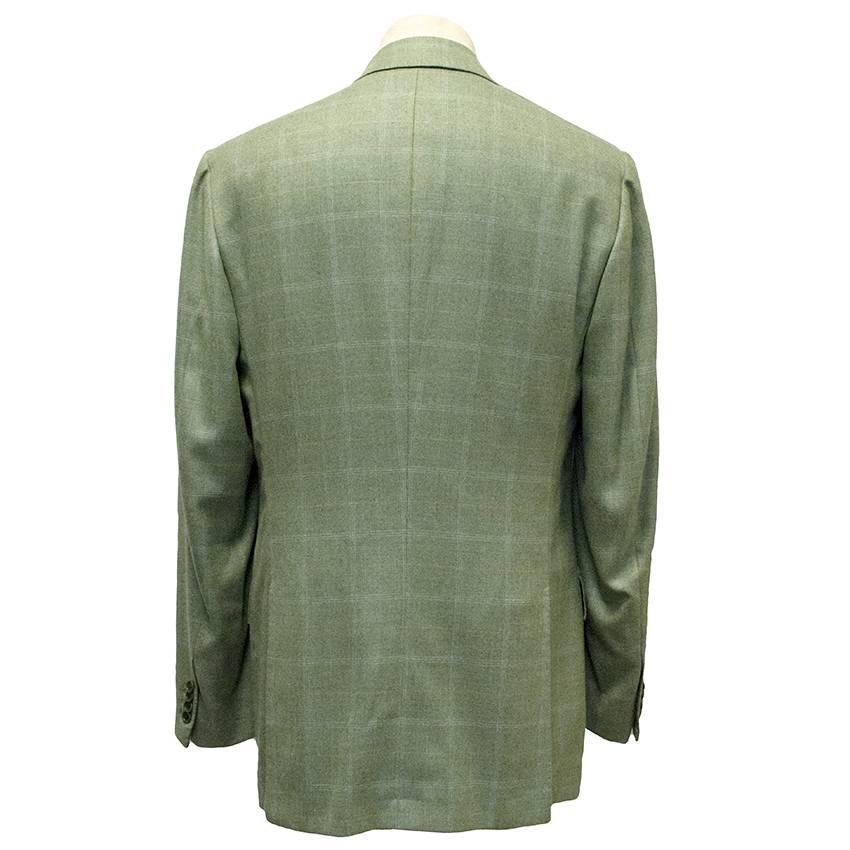 Kiton Green Cashmere Check Blazer For Sale 4