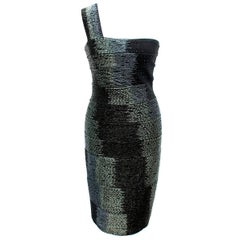 Herve Leger Black Beaded Bandage Dress 10