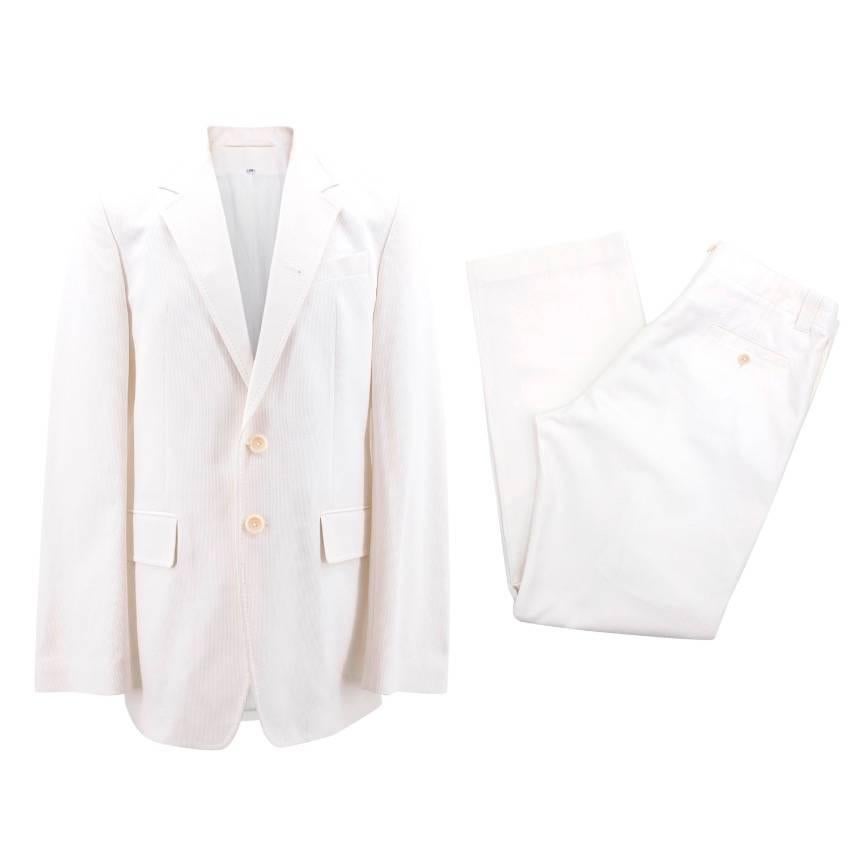 Ann Demeulemeester White Textured Suit For Sale