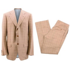 Kiton Men's Tan Cashmere Check Suit