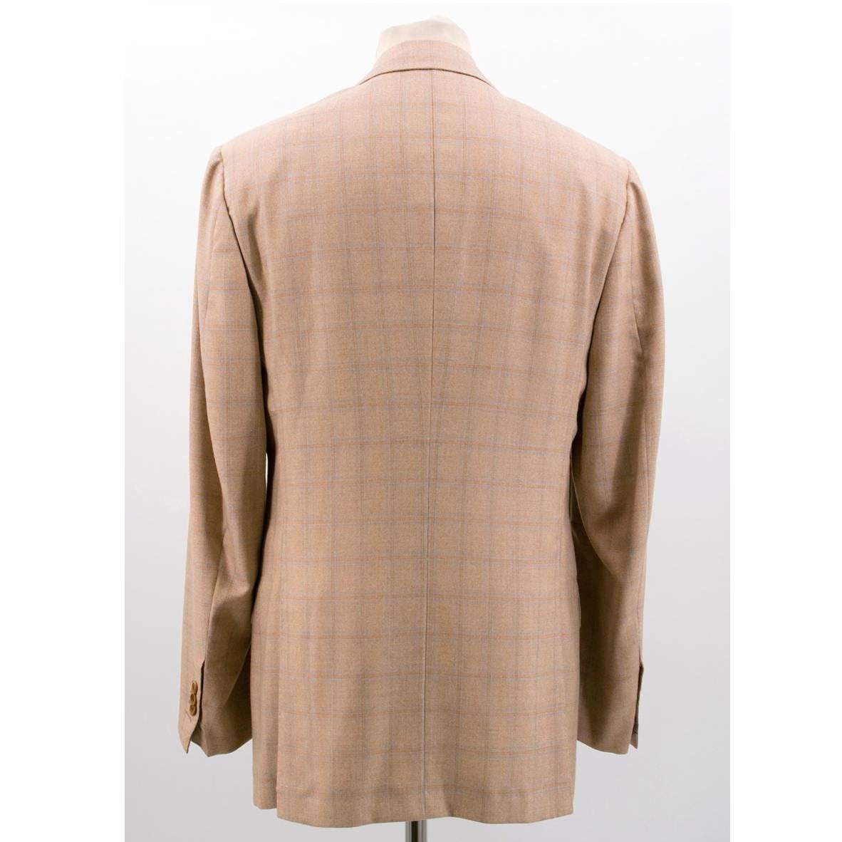 Kiton Men's Tan Cashmere Check Suit For Sale 3