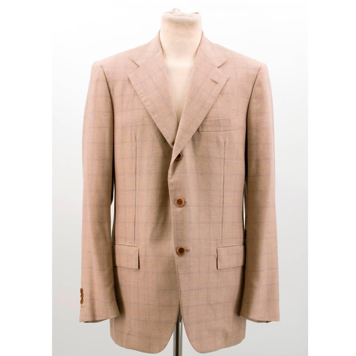 Kiton Men's Tan Cashmere Check Suit For Sale 4