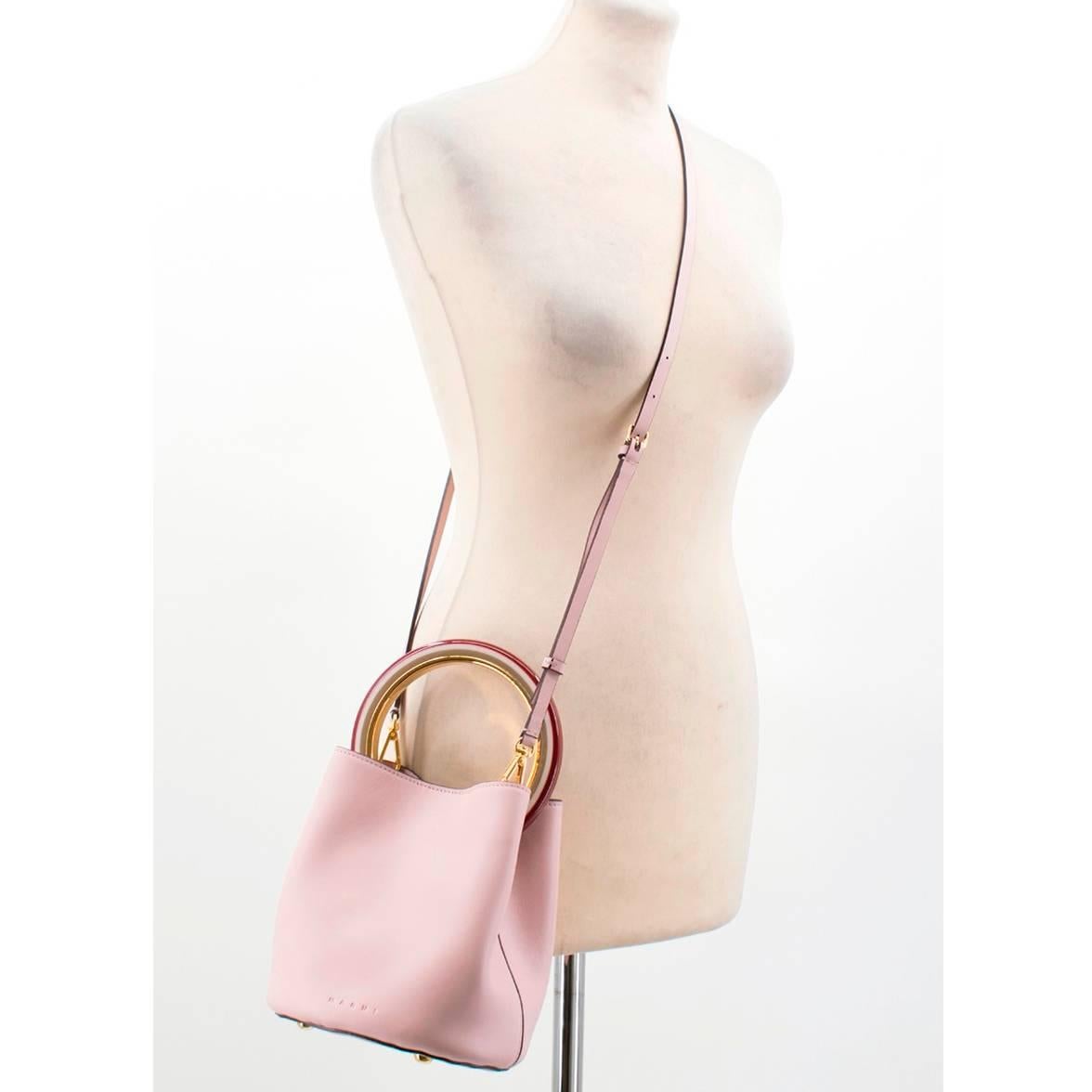 Beige Marni Pink Pannier Bucket Bag